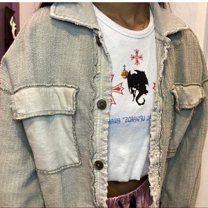 Free People Nomad shirt Jacket Cropped Shacket
